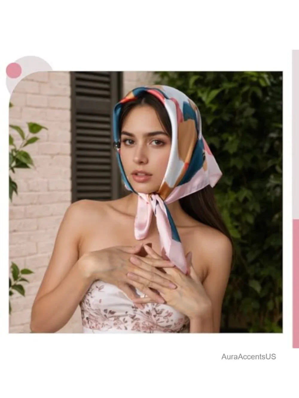 Premium Printed Satin Silk-Like Head Scarf for Women Square Hair Scarf 27 Inches